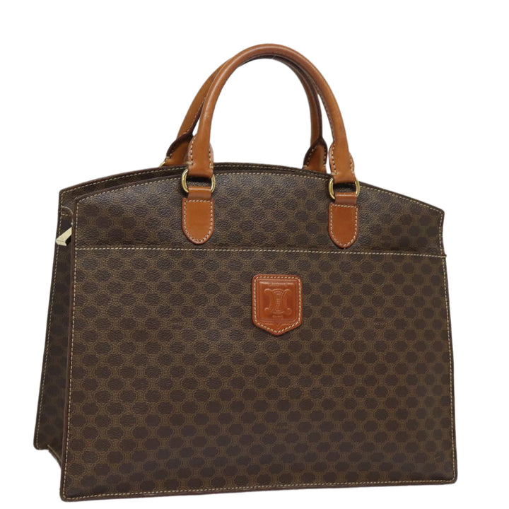 Celine Macadam Canvas Hand Bag PVC Leather Brown Auth 81195