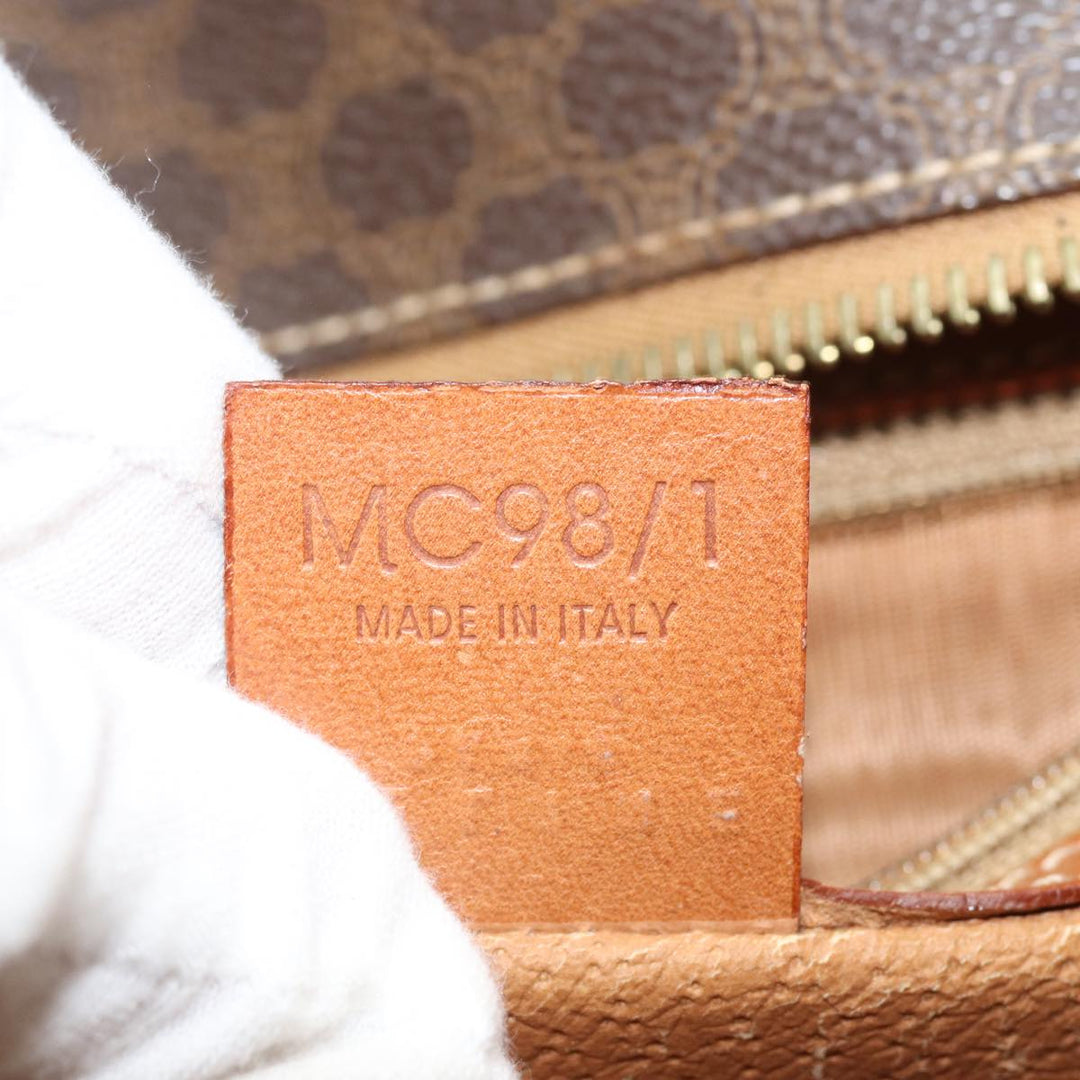 Celine Macadam Canvas Hand Bag PVC Leather Brown Auth 81195