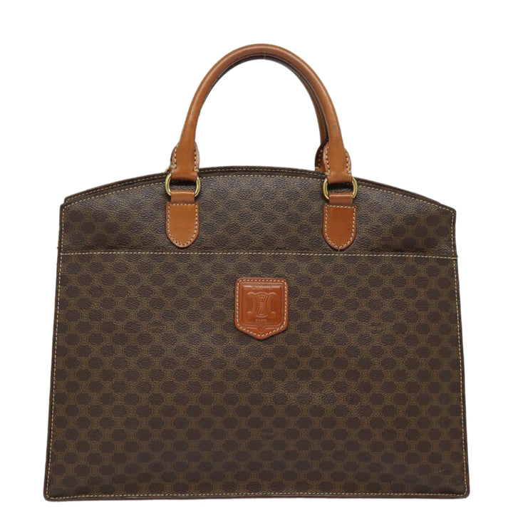 Celine Macadam Canvas Hand Bag PVC Leather Brown Auth 81195
