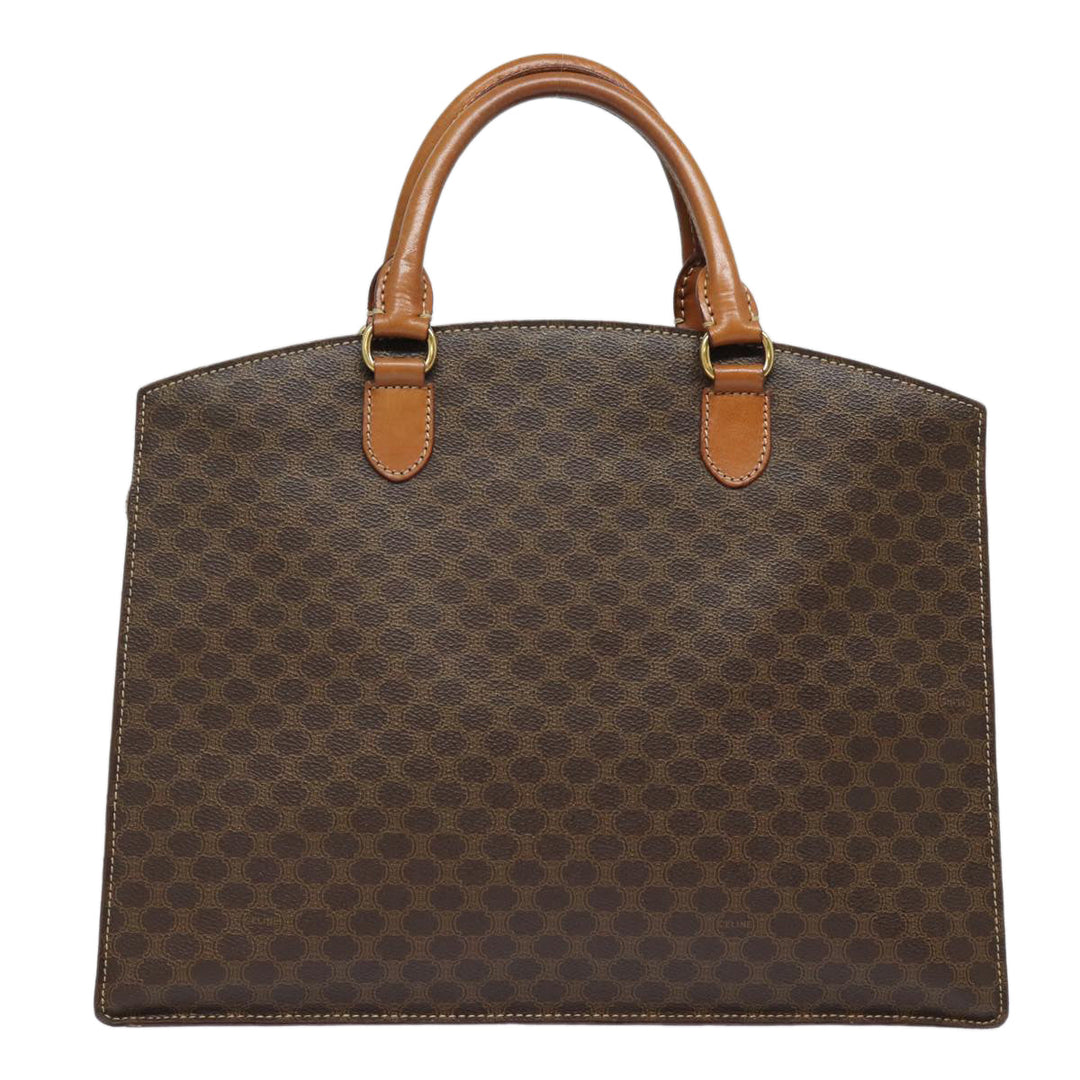 Celine Macadam Canvas Hand Bag PVC Leather Brown Auth 81195