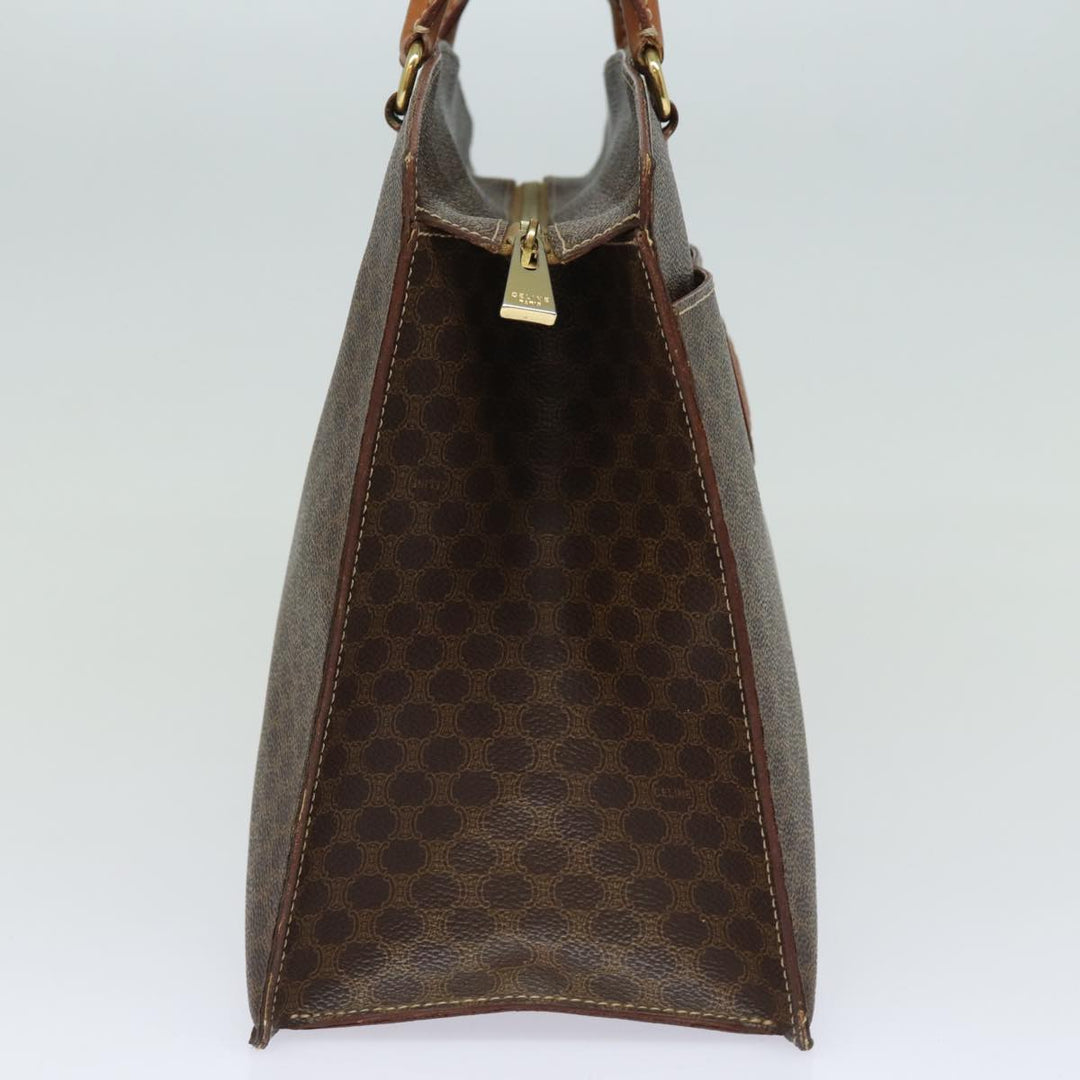 Celine Macadam Canvas Hand Bag PVC Leather Brown Auth 81195
