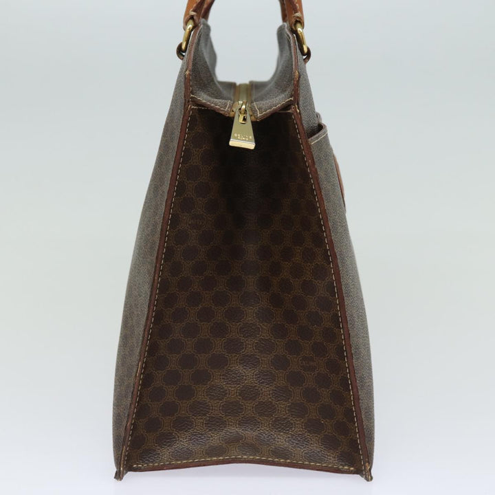 Celine Macadam Canvas Hand Bag PVC Leather Brown Auth 81195