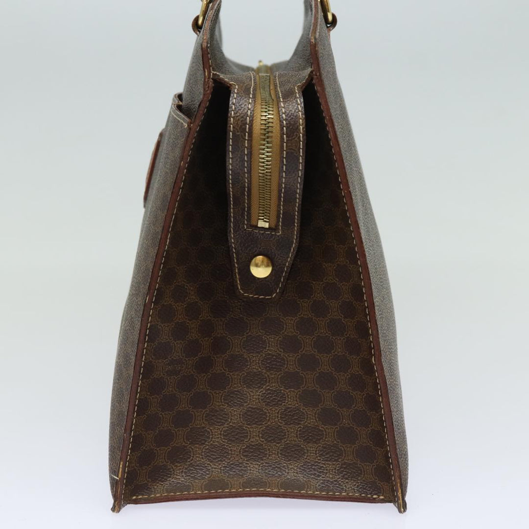 Celine Macadam Canvas Hand Bag PVC Leather Brown Auth 81195