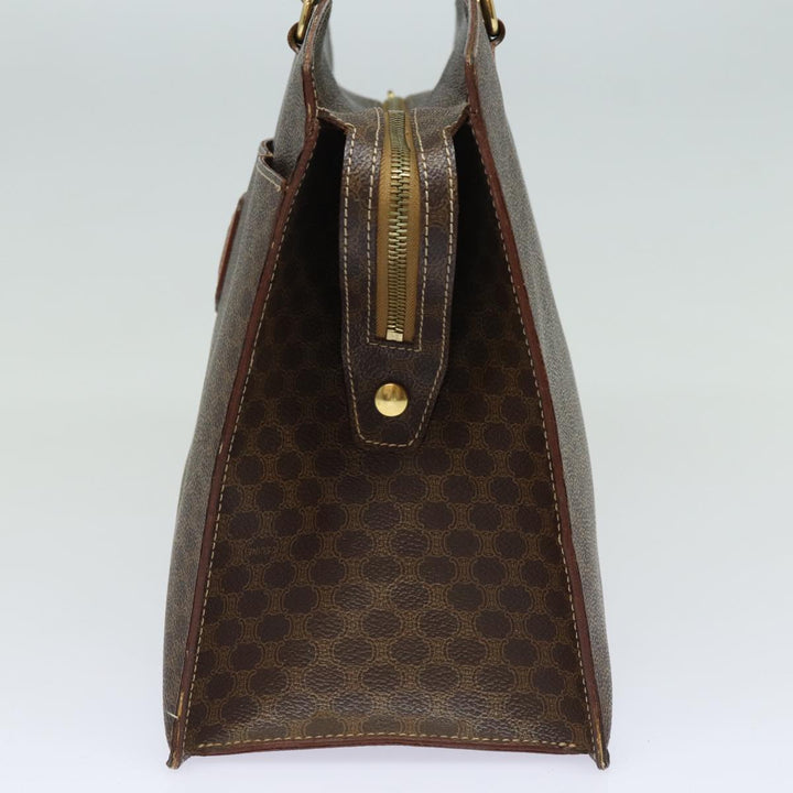Celine Macadam Canvas Hand Bag PVC Leather Brown Auth 81195
