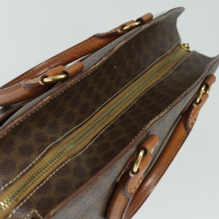 Celine Macadam Canvas Hand Bag PVC Leather Brown Auth 81195