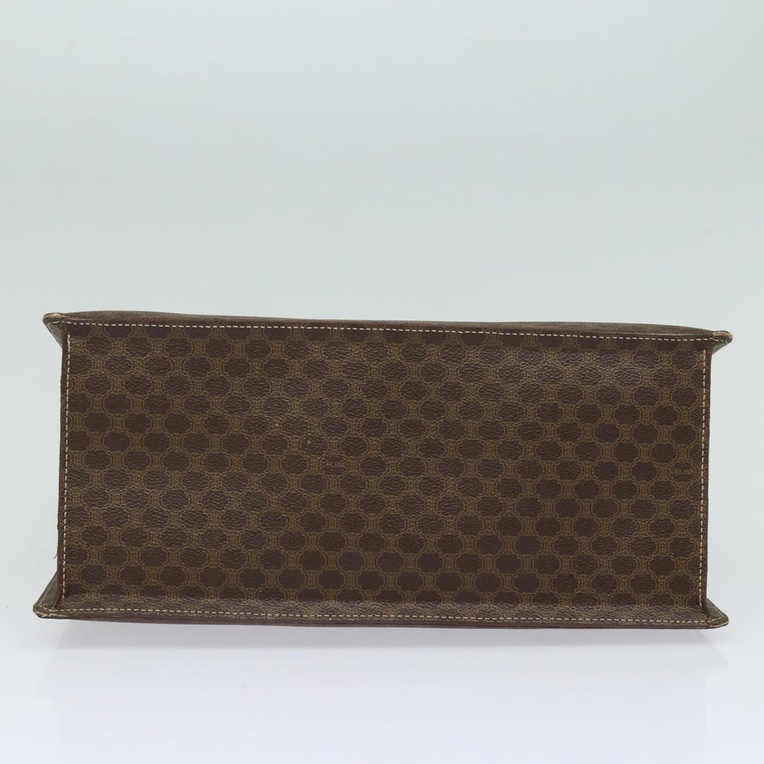Celine Macadam Canvas Hand Bag PVC Leather Brown Auth 81195