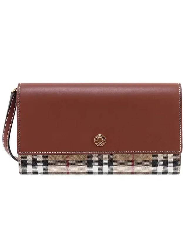 Burberry Vintage Check Leather Long Wallet Brown