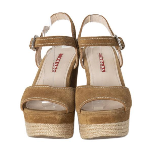 Prada Suede Slingback Espadrille Wedges