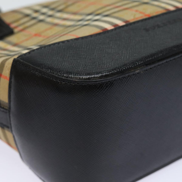 Burberry Nova Check Hand Bag Canvas Beige Auth 81322