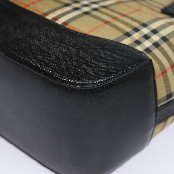Burberry Nova Check Hand Bag Canvas Beige Auth 81322