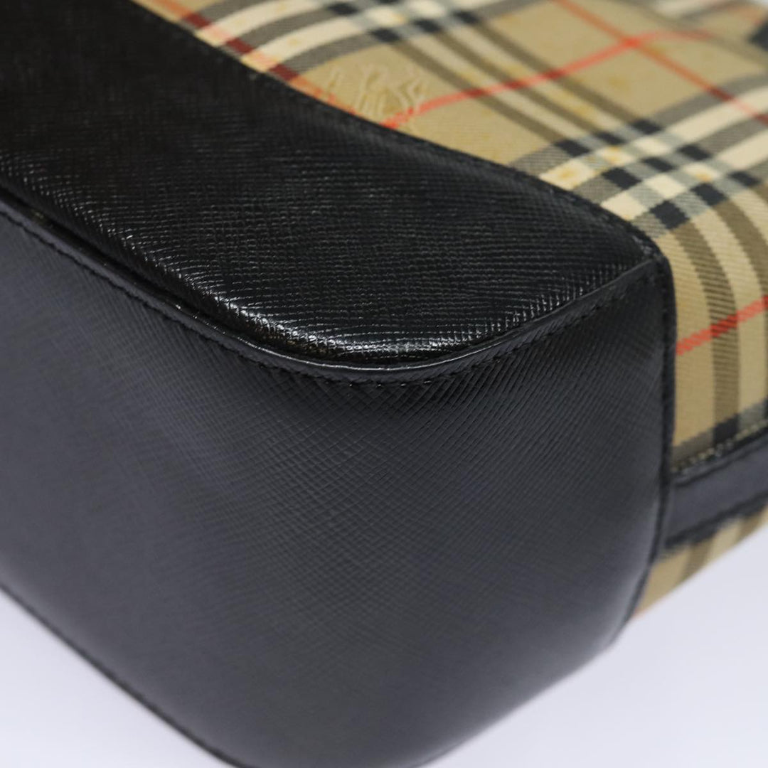 Burberry Nova Check Hand Bag Canvas Beige Auth 81322