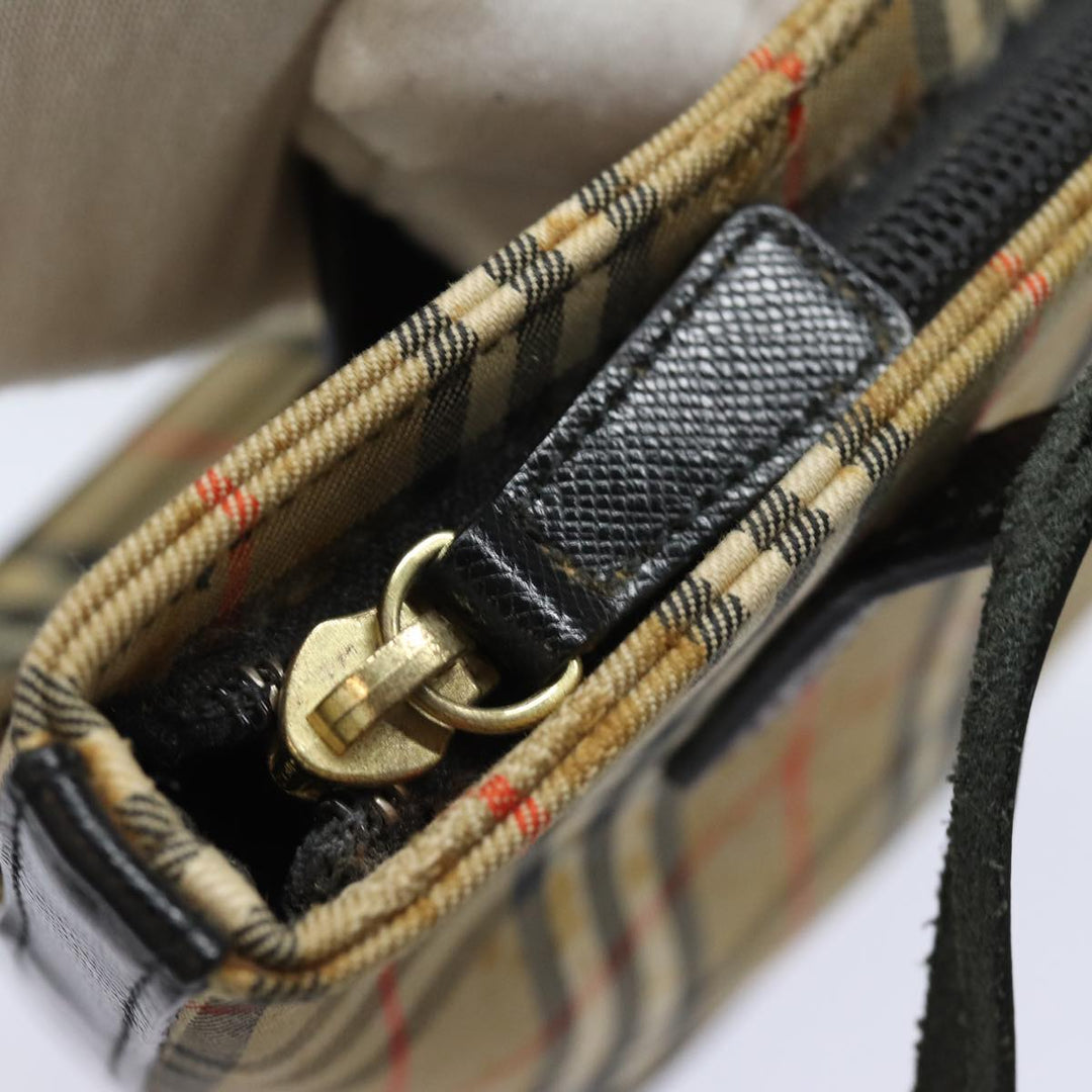 Burberry Nova Check Hand Bag Canvas Beige Auth 81322