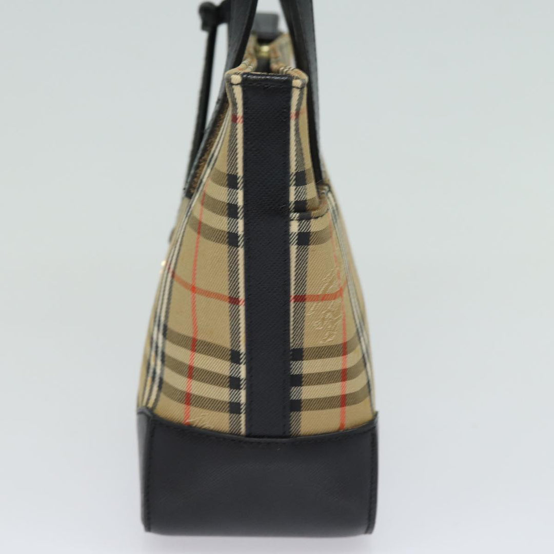 Burberry Nova Check Hand Bag Canvas Beige Auth 81322