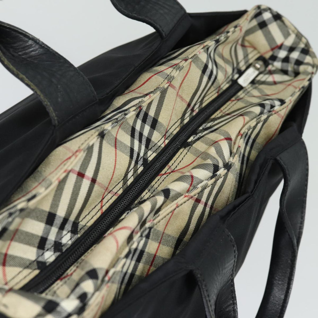 Burberry Blue Label Hand Bag Nylon Black Auth 81325
