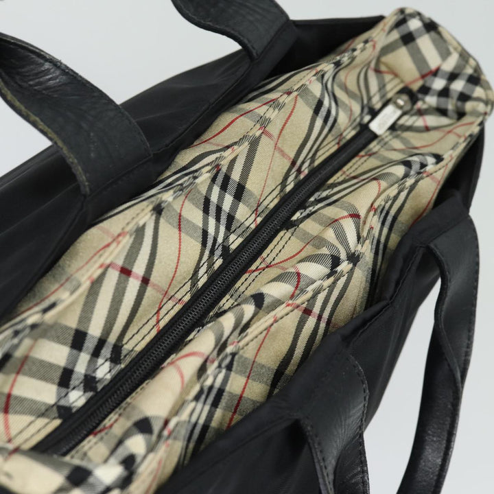 Burberry Blue Label Hand Bag Nylon Black Auth 81325