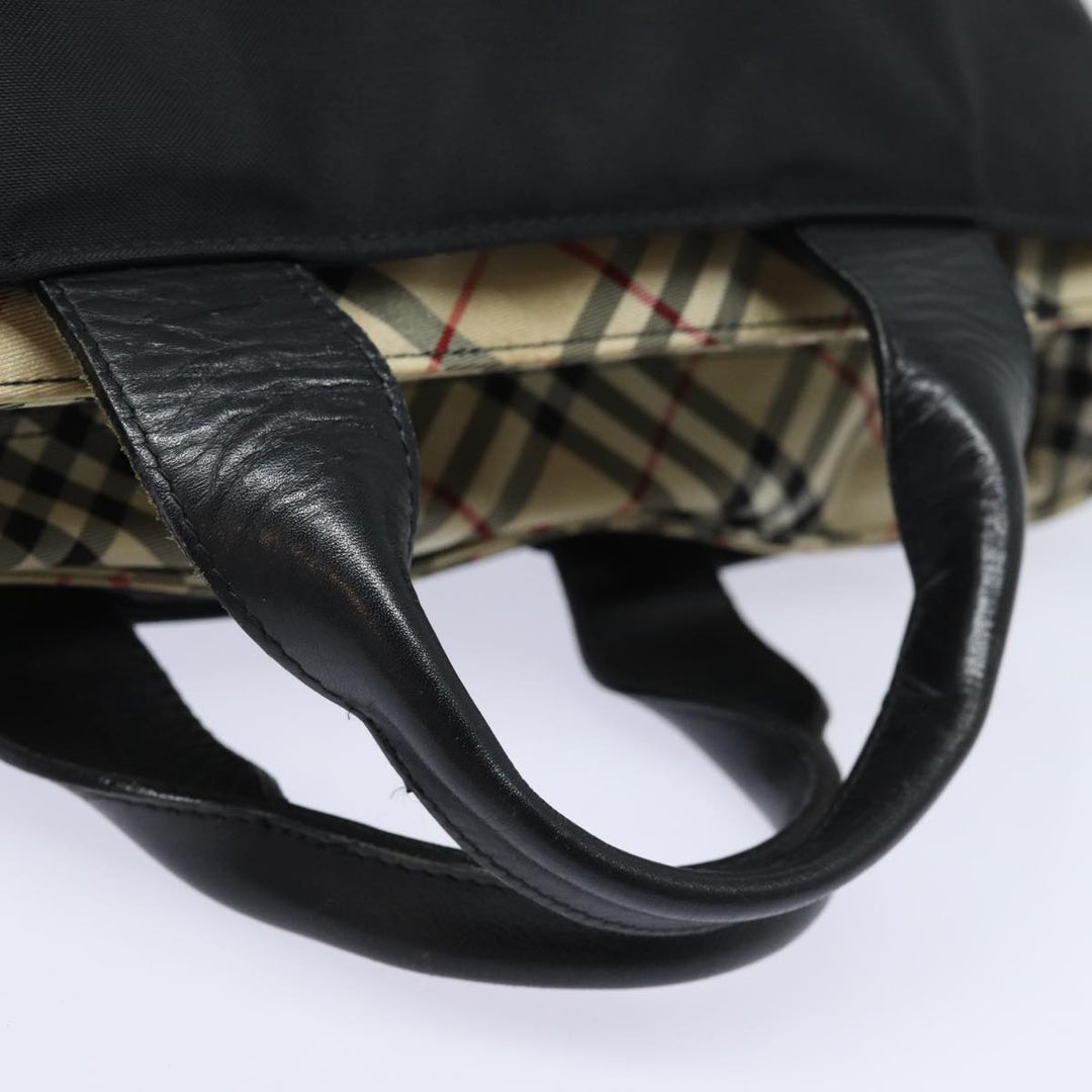 Burberry Blue Label Hand Bag Nylon Black Auth 81325