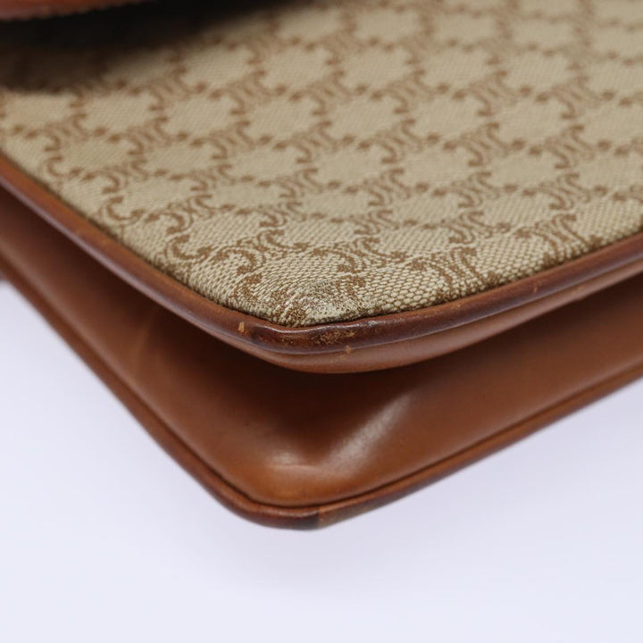 Celine Macadam Canvas Shoulder Bag Beige Auth 81365