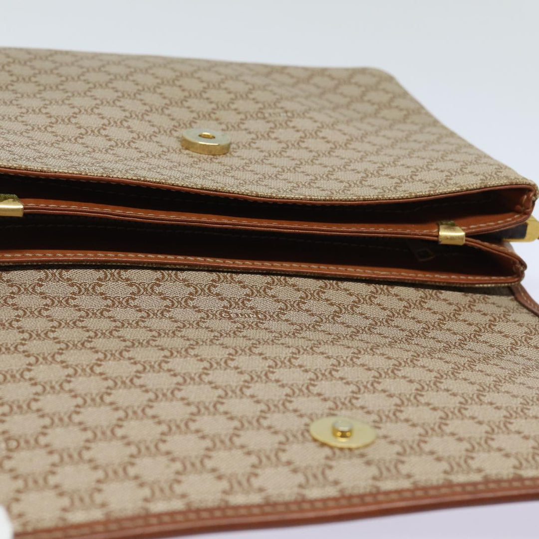 Celine Macadam Canvas Shoulder Bag Beige Auth 81365
