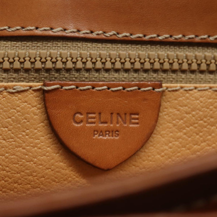 Celine Macadam Canvas Shoulder Bag Beige Auth 81365