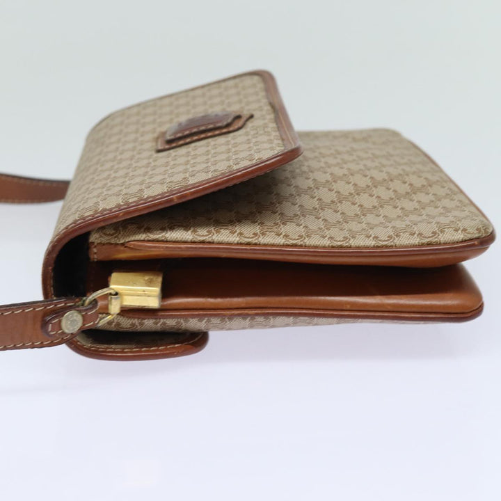 Celine Macadam Canvas Shoulder Bag Beige Auth 81365