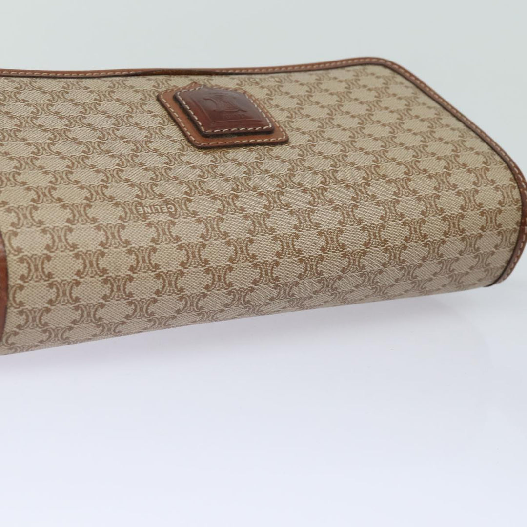 Celine Macadam Canvas Shoulder Bag Beige Auth 81365
