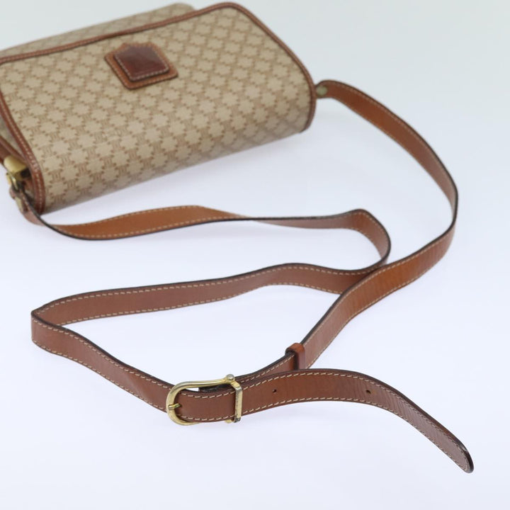 Celine Macadam Canvas Shoulder Bag Beige Auth 81365