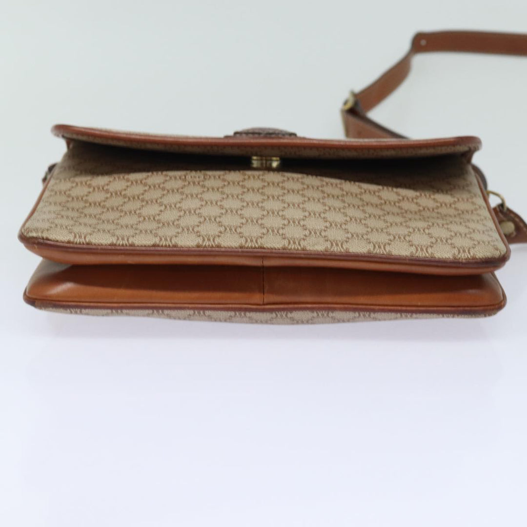 Celine Macadam Canvas Shoulder Bag Beige Auth 81365