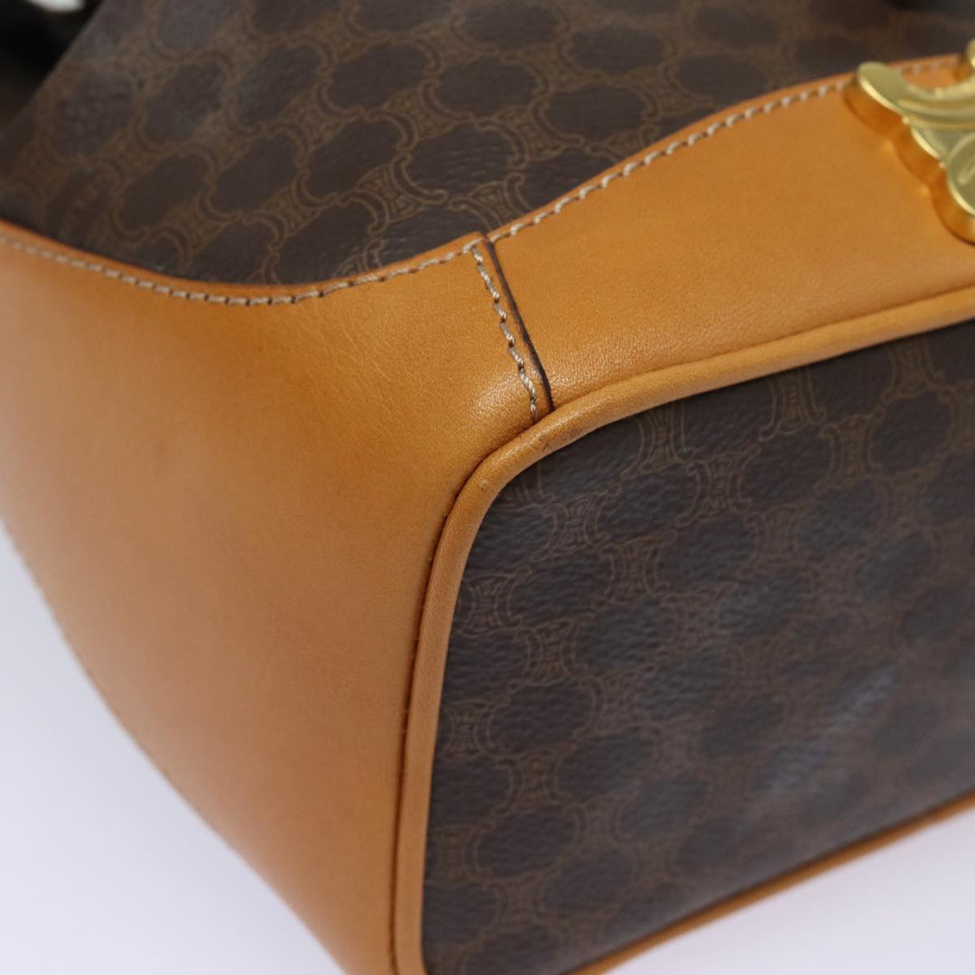 Celine Macadam Canvas Shoulder Bag PVC Leather Brown Auth 81367