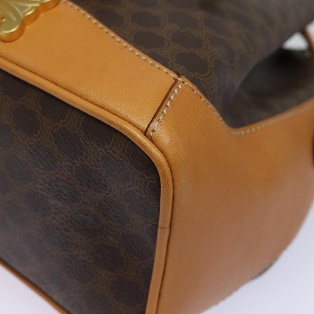 Celine Macadam Canvas Shoulder Bag PVC Leather Brown Auth 81367