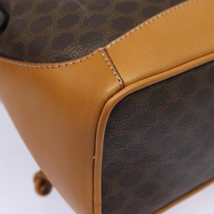 Celine Macadam Canvas Shoulder Bag PVC Leather Brown Auth 81367