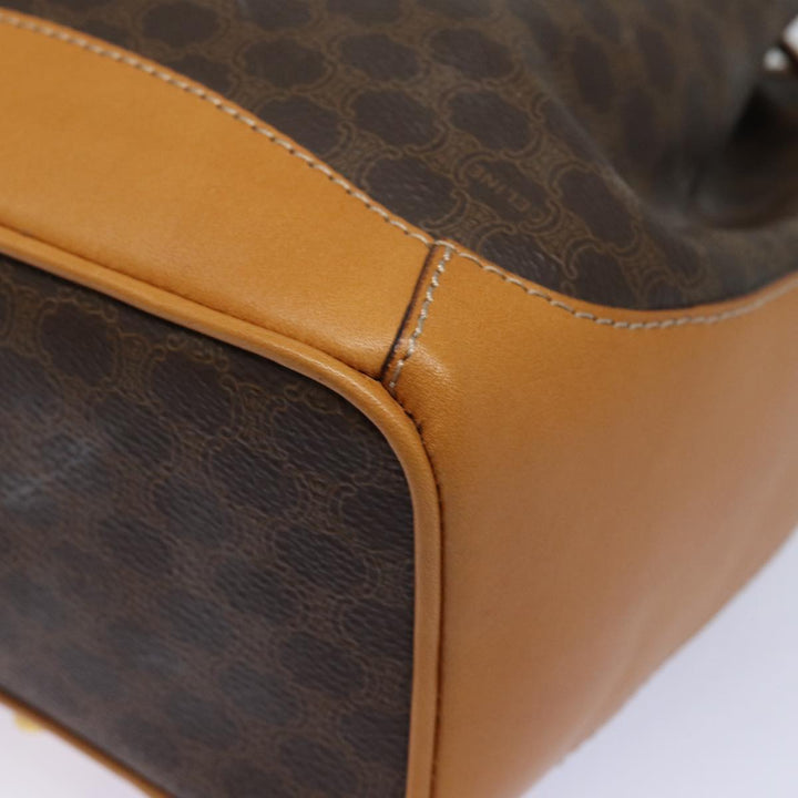 Celine Macadam Canvas Shoulder Bag PVC Leather Brown Auth 81367