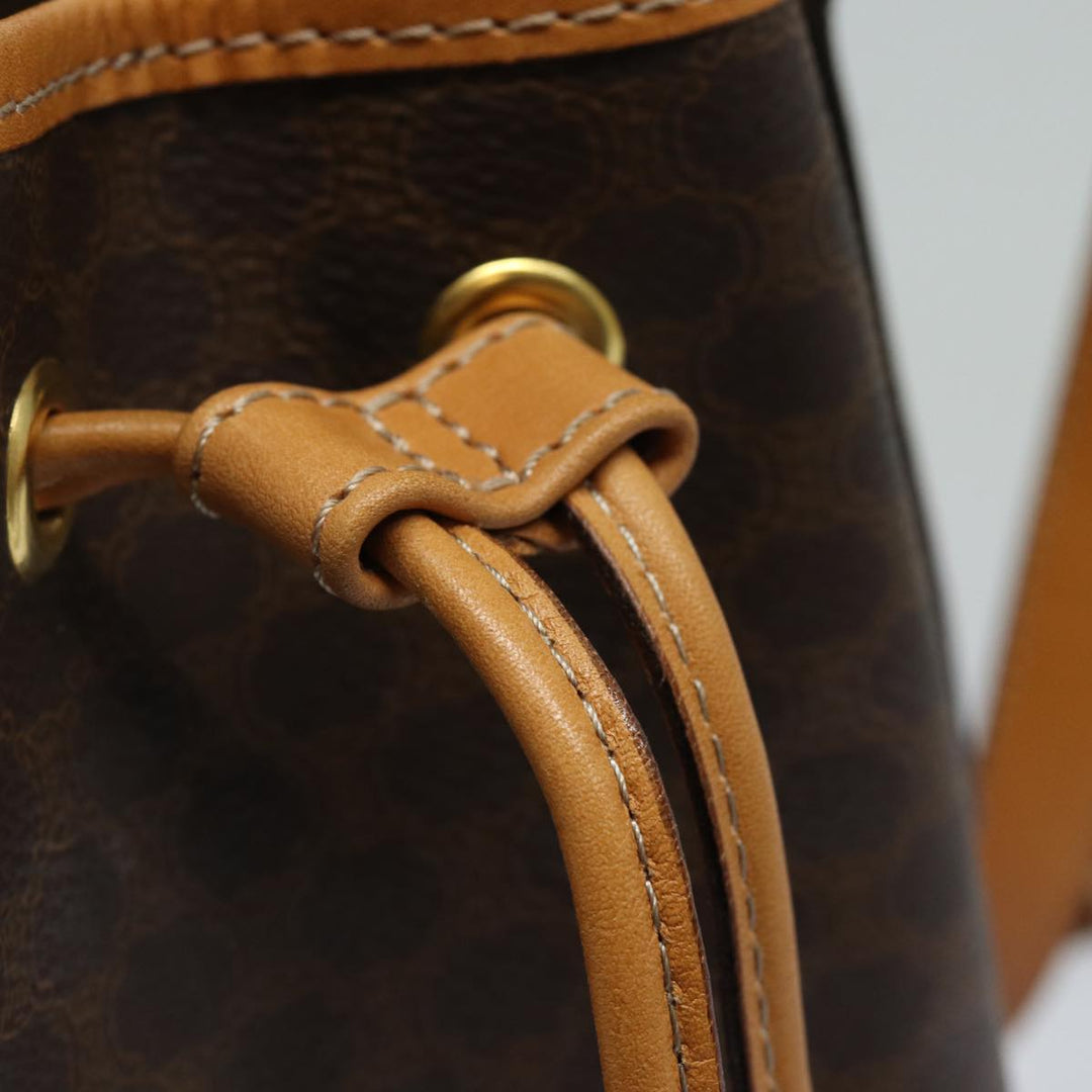 Celine Macadam Canvas Shoulder Bag PVC Leather Brown Auth 81367
