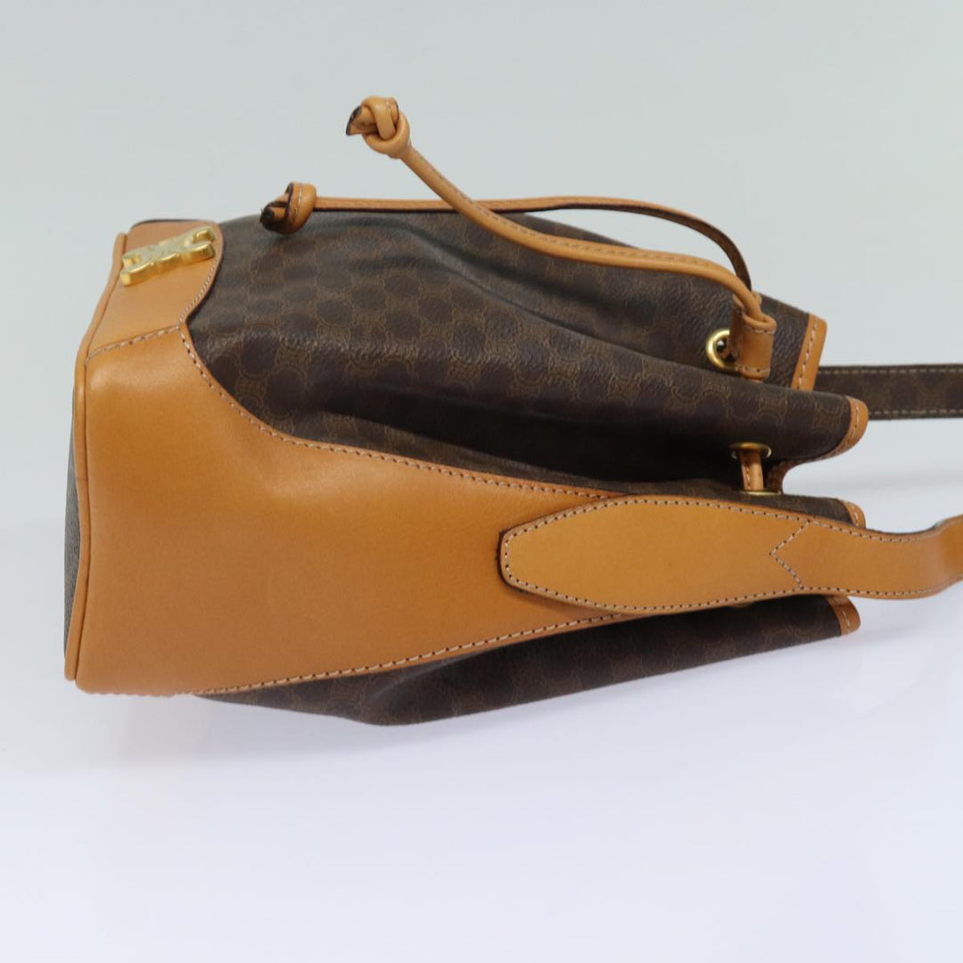 Celine Macadam Canvas Shoulder Bag PVC Leather Brown Auth 81367
