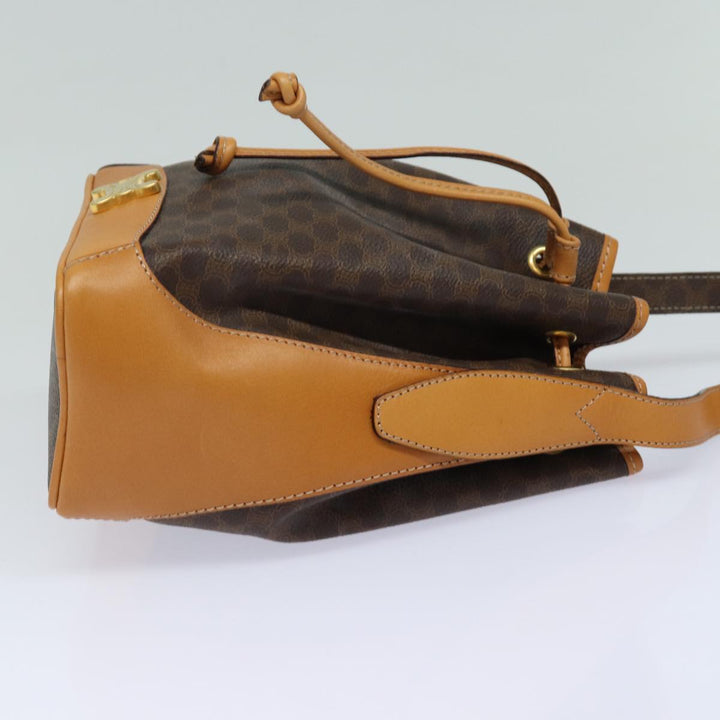 Celine Macadam Canvas Shoulder Bag PVC Leather Brown Auth 81367