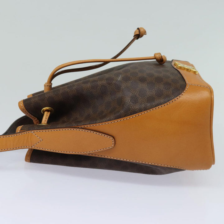Celine Macadam Canvas Shoulder Bag PVC Leather Brown Auth 81367