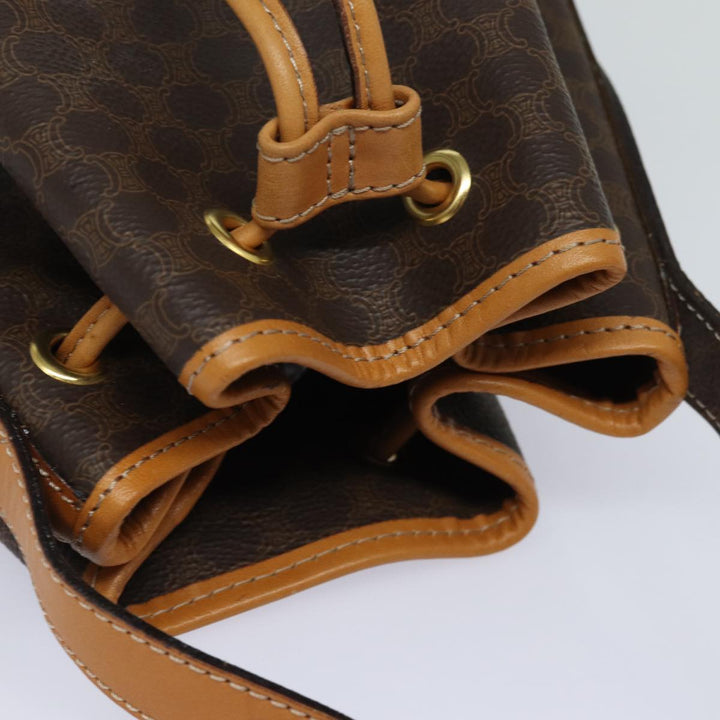Celine Macadam Canvas Shoulder Bag PVC Leather Brown Auth 81367