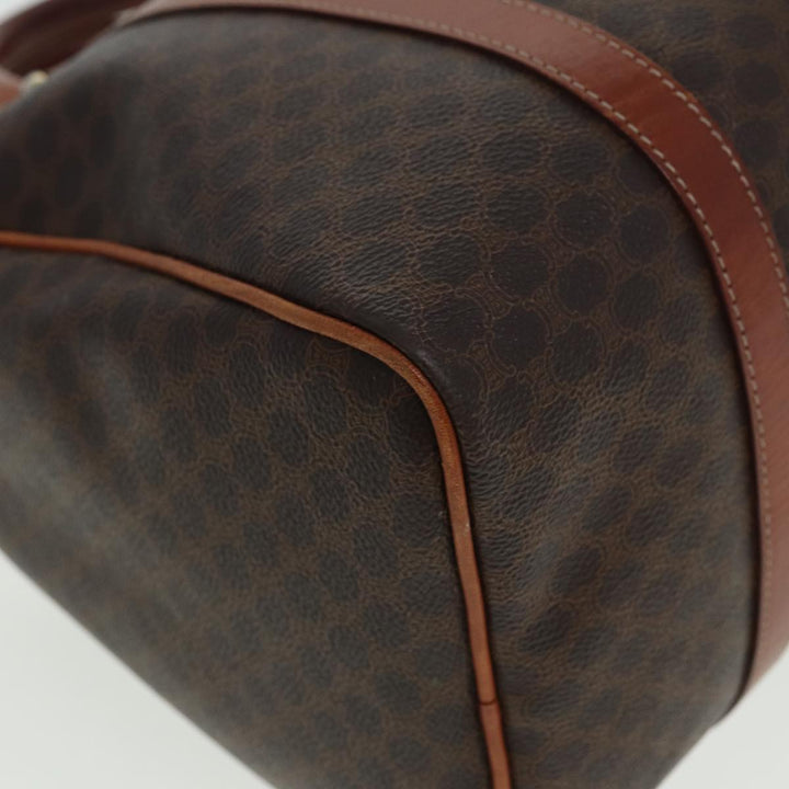 Celine Macadam Canvas Boston Bag PVC Leather Brown Auth 81440