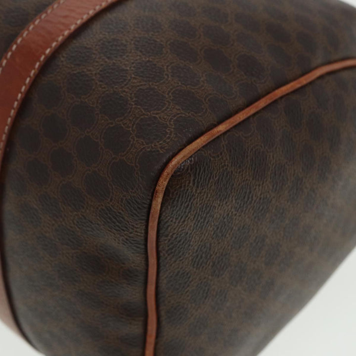 Celine Macadam Canvas Boston Bag PVC Leather Brown Auth 81440