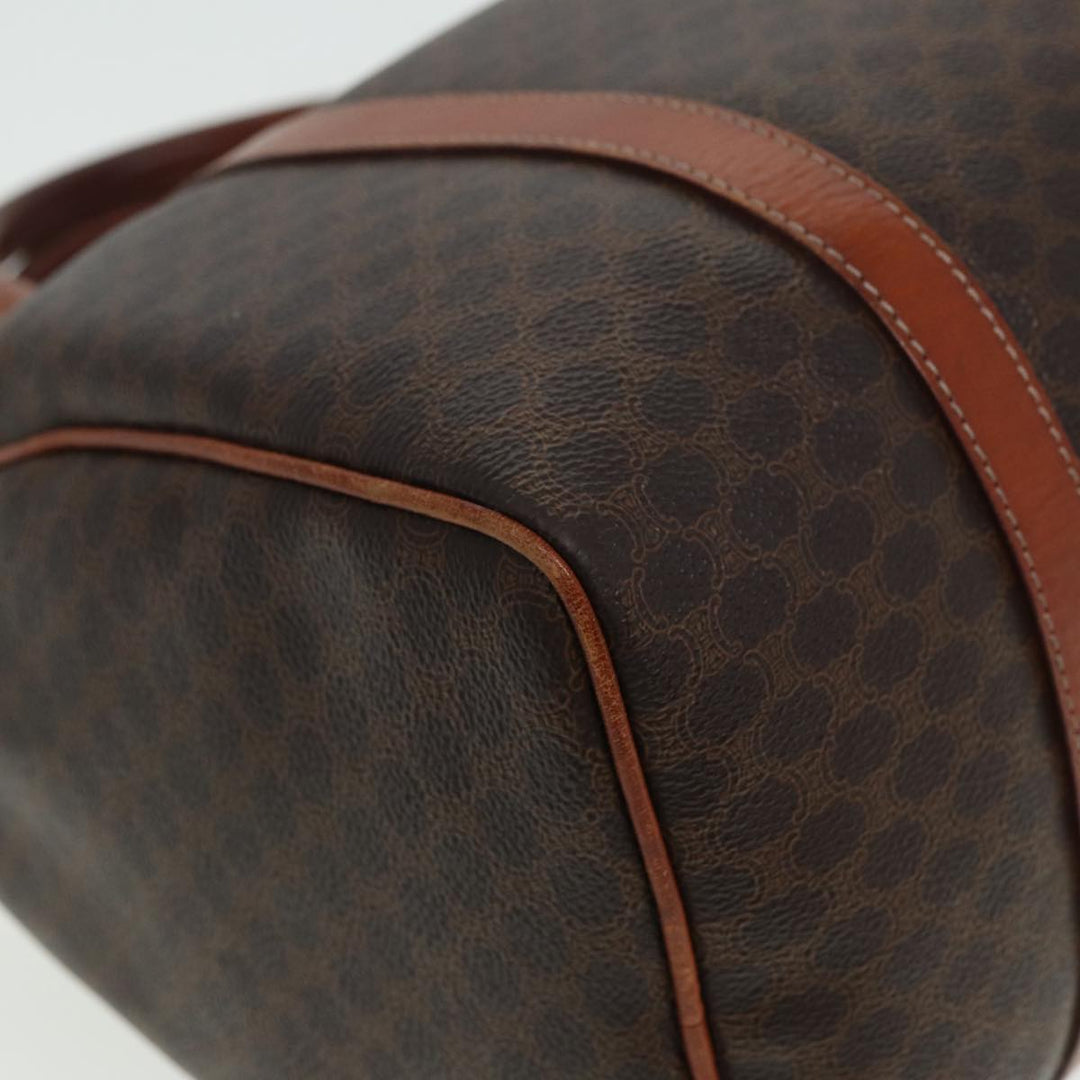 Celine Macadam Canvas Boston Bag PVC Leather Brown Auth 81440