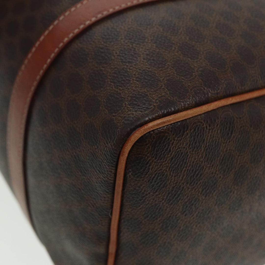 Celine Macadam Canvas Boston Bag PVC Leather Brown Auth 81440