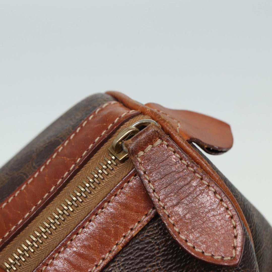 Celine Macadam Canvas Boston Bag PVC Leather Brown Auth 81440