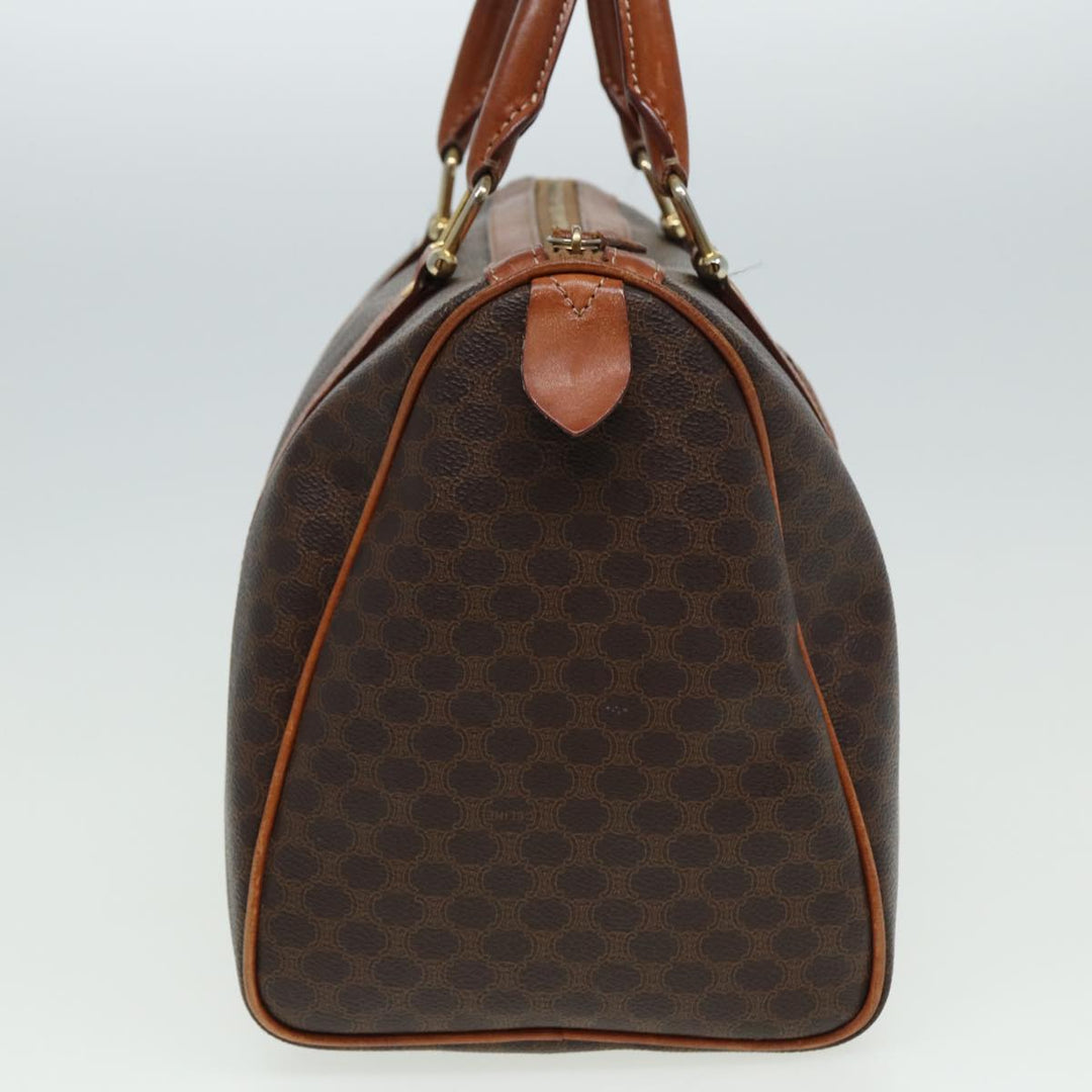 Celine Macadam Canvas Boston Bag PVC Leather Brown Auth 81440