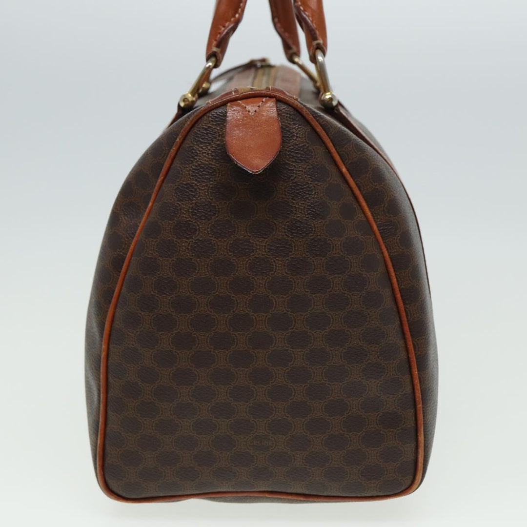 Celine Macadam Canvas Boston Bag PVC Leather Brown Auth 81440