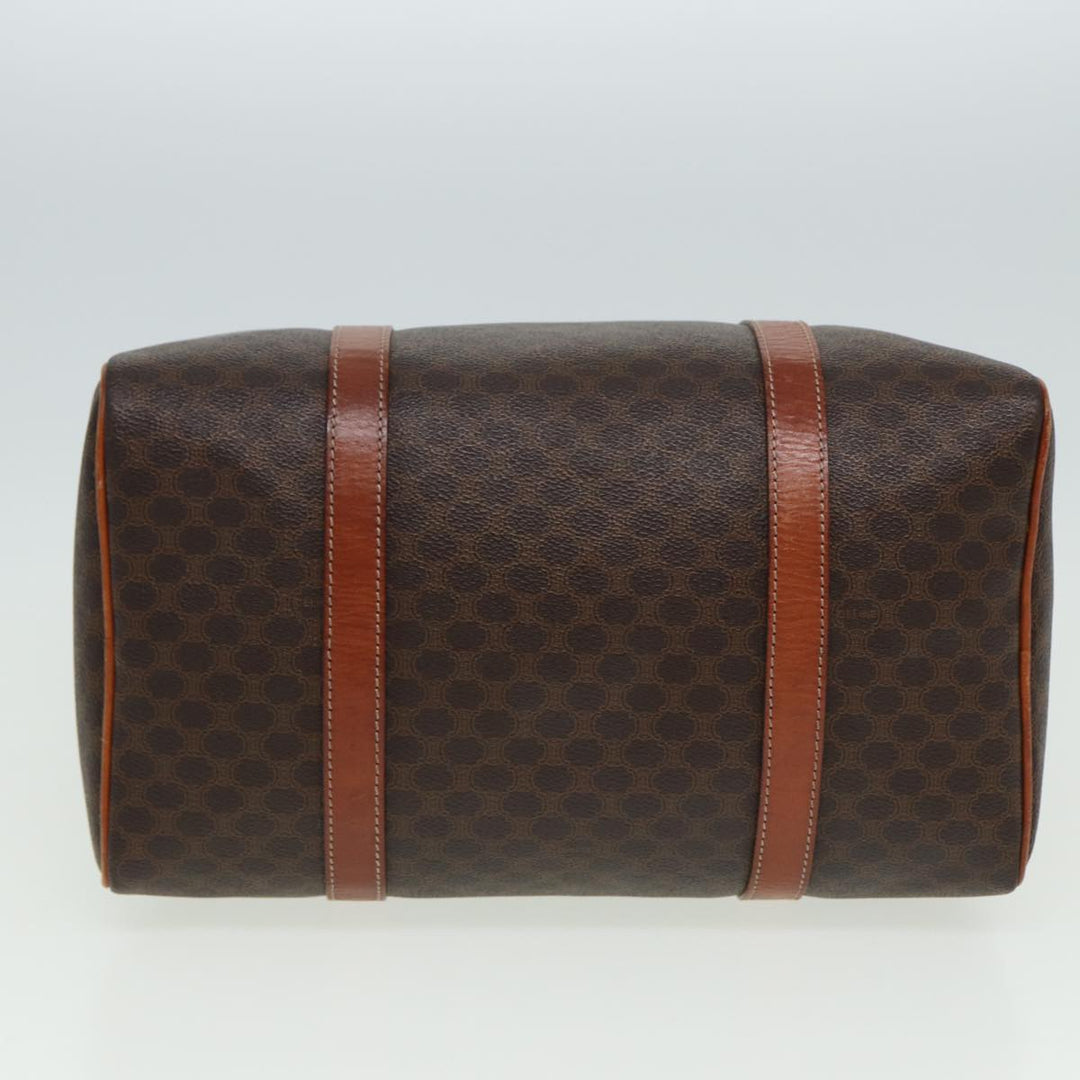 Celine Macadam Canvas Boston Bag PVC Leather Brown Auth 81440