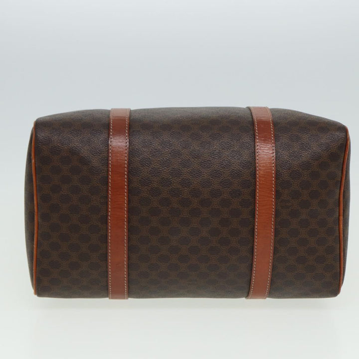 Celine Macadam Canvas Boston Bag PVC Leather Brown Auth 81440