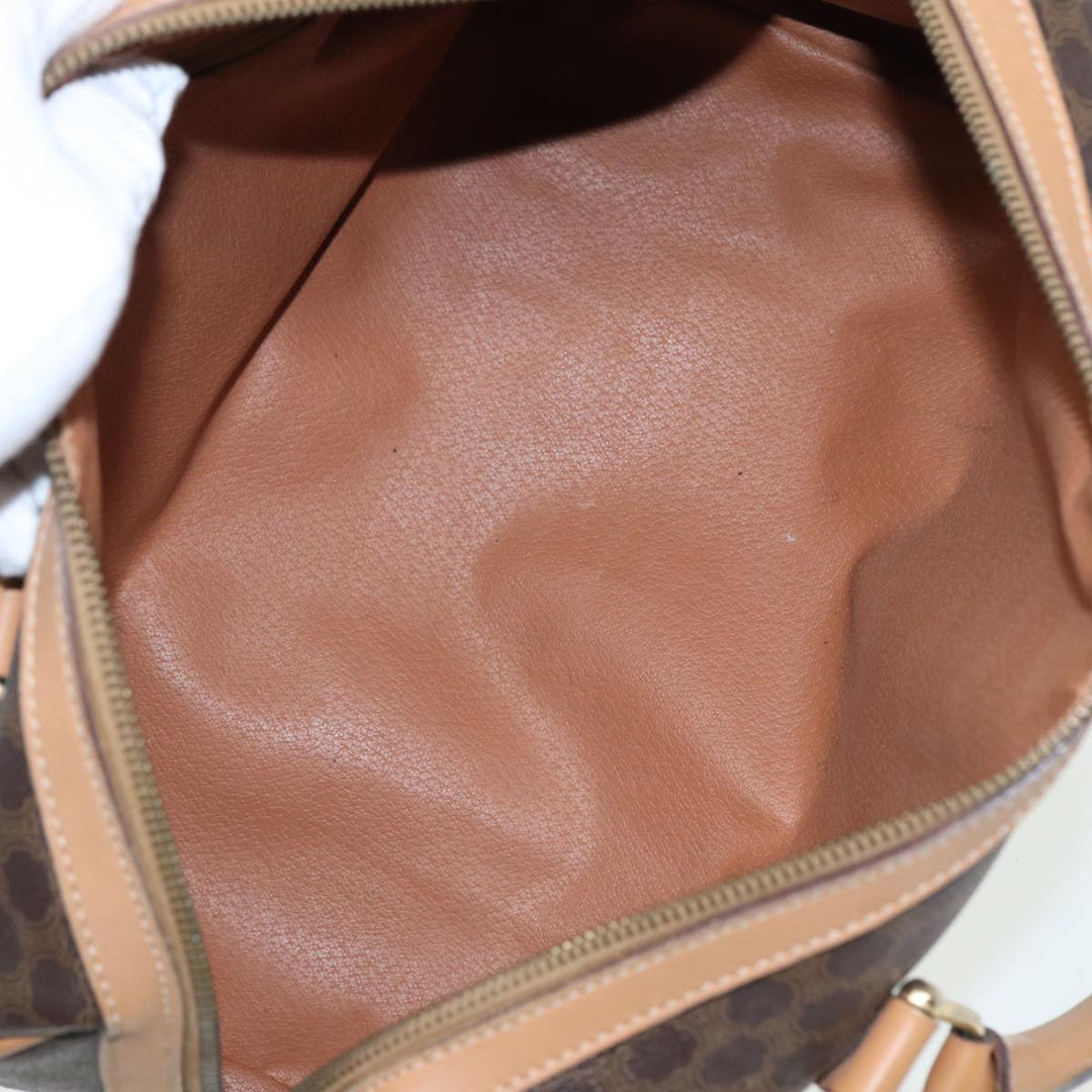 Celine Macadam Canvas Hand Bag PVC Leather Brown Auth 81447