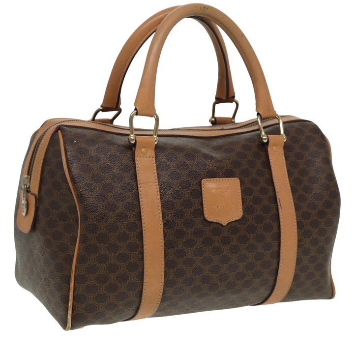 Celine Macadam Canvas Hand Bag PVC Leather Brown Auth 81447