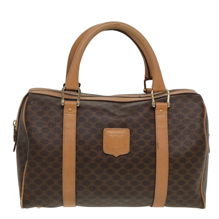 Celine Macadam Canvas Hand Bag PVC Leather Brown Auth 81447