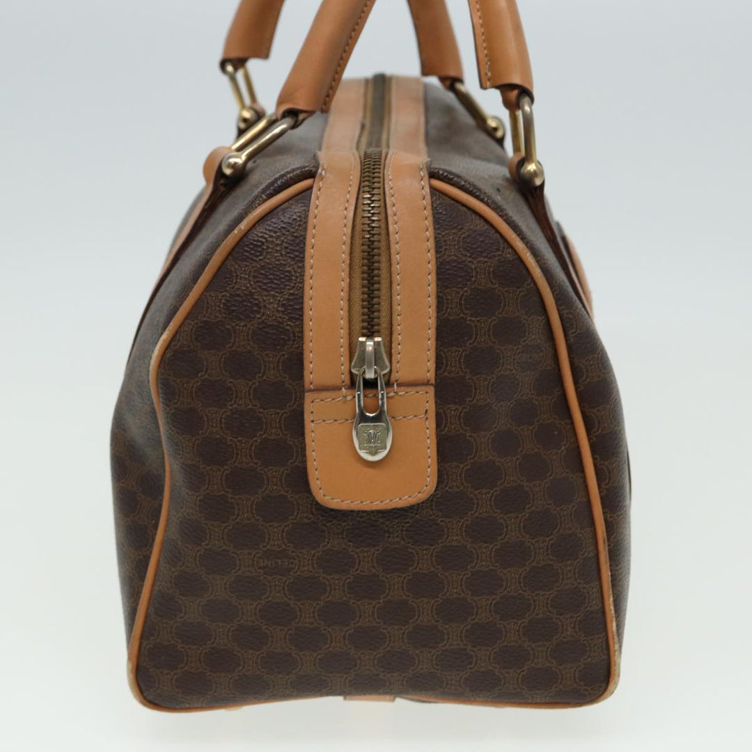 Celine Macadam Canvas Hand Bag PVC Leather Brown Auth 81447