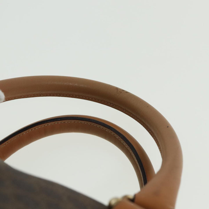 Celine Macadam Canvas Hand Bag PVC Leather Brown Auth 81447